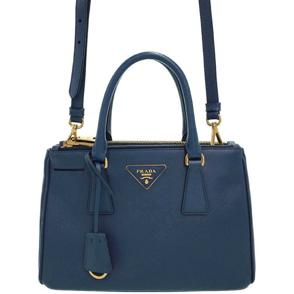 Prada Saffiano Lux Galleria Double Zip Tote Blue